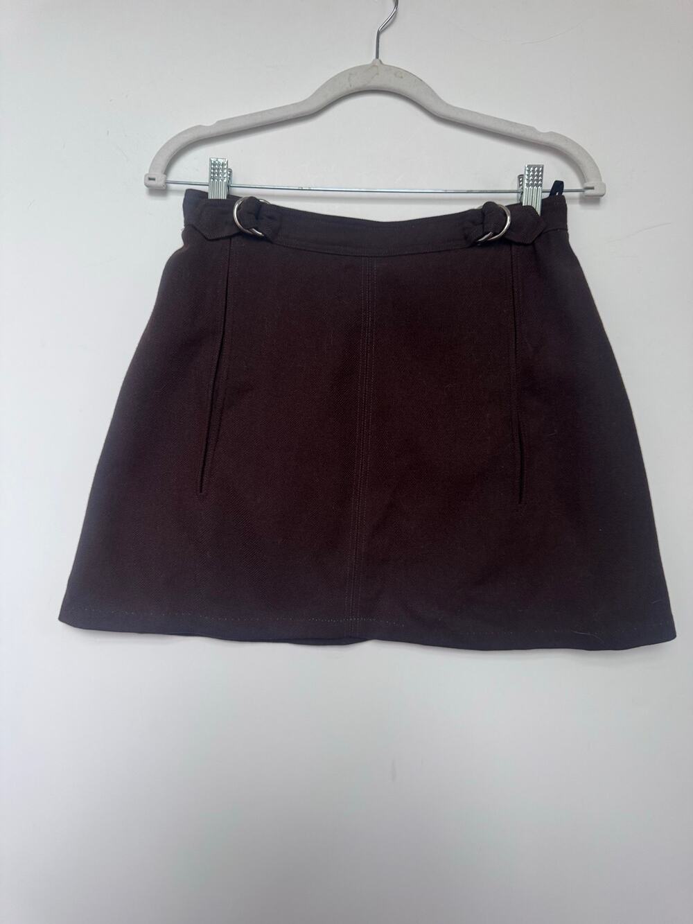 Vintage 70s Courrèges Paris Brown Wool Mini Skirt Made in France Size A Small